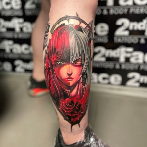 Tatuaj femeie color picior Tatuaj femeie color picior