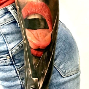 foarfeca limba tatuaj Tatuaj femeie Color