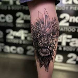 Tatuaj Picior Leu Geometric Tatuaj Picior Leu Geometric